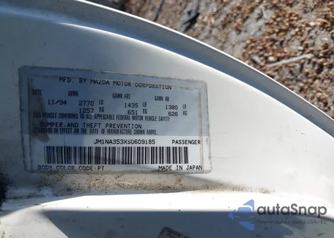 1995 Mazda Mx-5 Miata from USA, damaged, VIN JM1NA353XS0609185